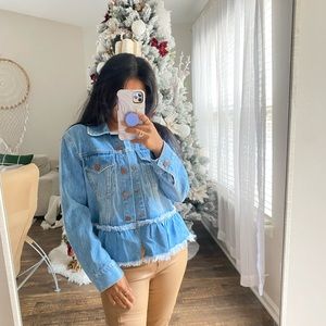 Alice & Olivia Jeans Flounce Hem Denim Jacket